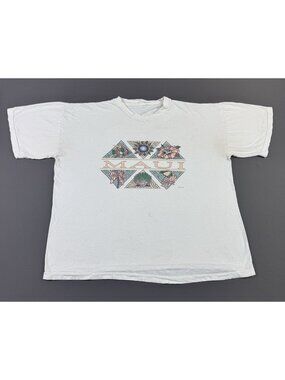 Rare Vintage 90s Maui Hawaii Art Nature Beach White Shirt Boxy Large Fit Promo T